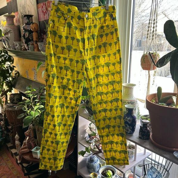 Vintage 90s Versace Jeans Couture Palm Tree Garden Of Eden Snakes jeans - Picture 14 of 16